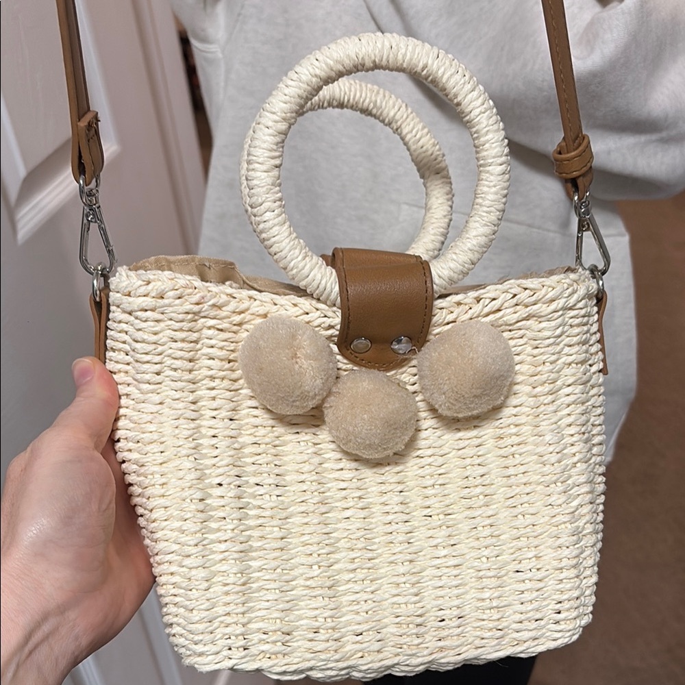 Stylish Cream Woven Handbag